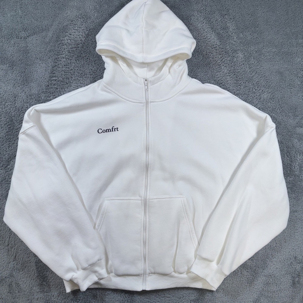 Comfrt Cloud Zip Up Hoodie Oversized Unisex Snow Size Large